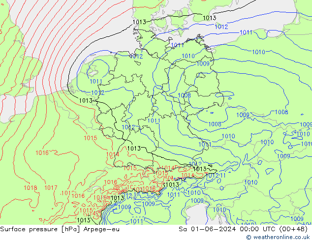 Surface pressure Arpege-eu Sa 01.06.2024 00 UTC