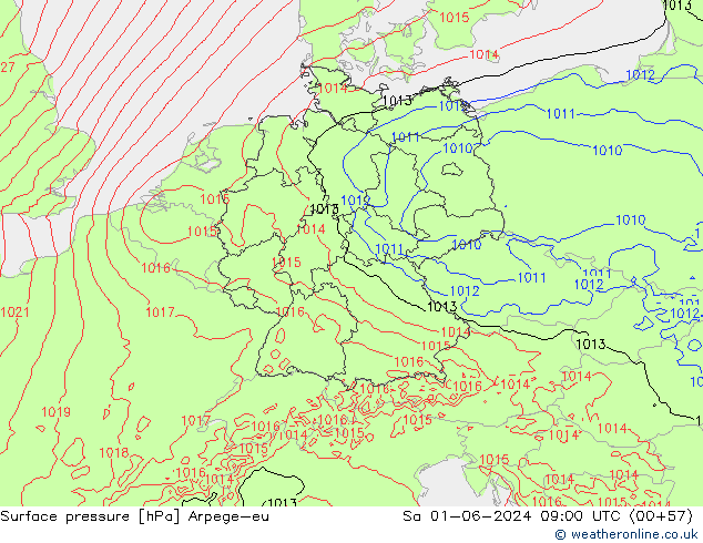 Surface pressure Arpege-eu Sa 01.06.2024 09 UTC