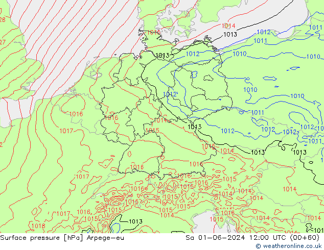 Bodendruck Arpege-eu Sa 01.06.2024 12 UTC