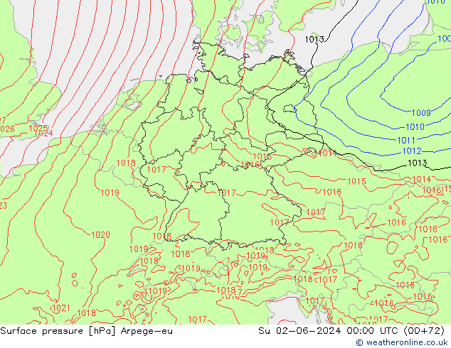 Surface pressure Arpege-eu Su 02.06.2024 00 UTC