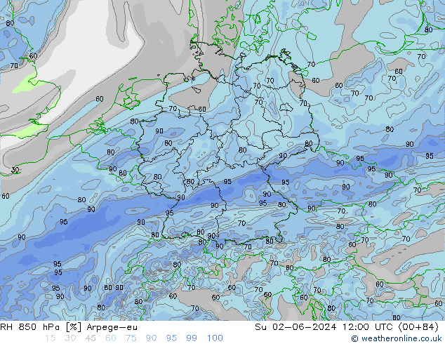 RV 850 hPa Arpege-eu zo 02.06.2024 12 UTC