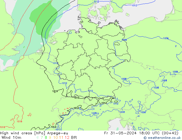 yüksek rüzgarlı alanlar Arpege-eu Cu 31.05.2024 18 UTC