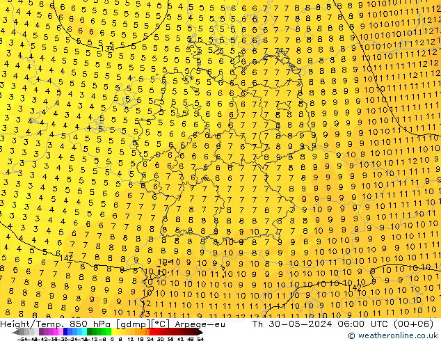 Height/Temp. 850 hPa Arpege-eu Do 30.05.2024 06 UTC