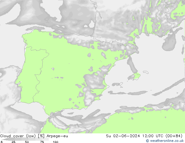 zachmurzenie (niskie) Arpege-eu nie. 02.06.2024 12 UTC
