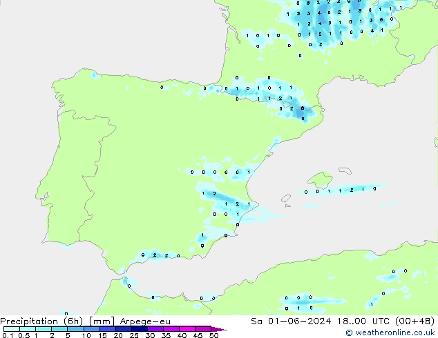 Yağış (6h) Arpege-eu Cts 01.06.2024 00 UTC