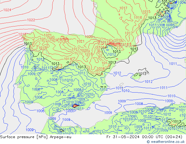 pression de l'air Arpege-eu ven 31.05.2024 00 UTC