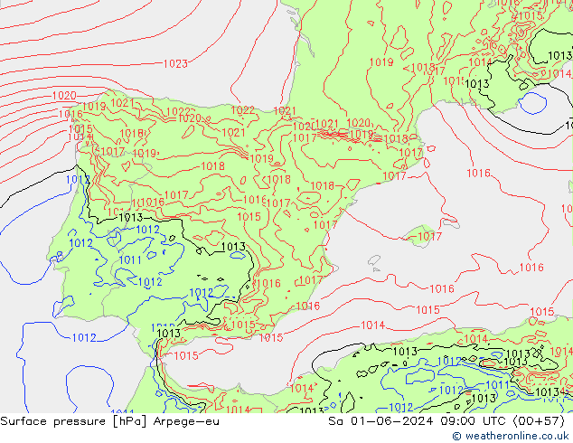 Yer basıncı Arpege-eu Cts 01.06.2024 09 UTC