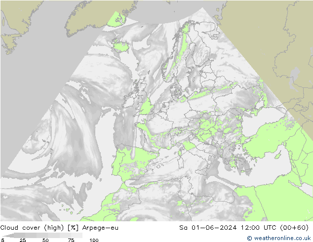 zachmurzenie (wysokie) Arpege-eu so. 01.06.2024 12 UTC