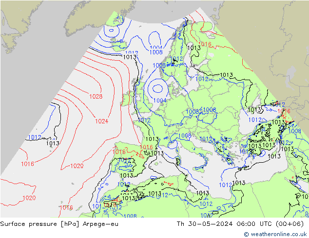 Luchtdruk (Grond) Arpege-eu do 30.05.2024 06 UTC