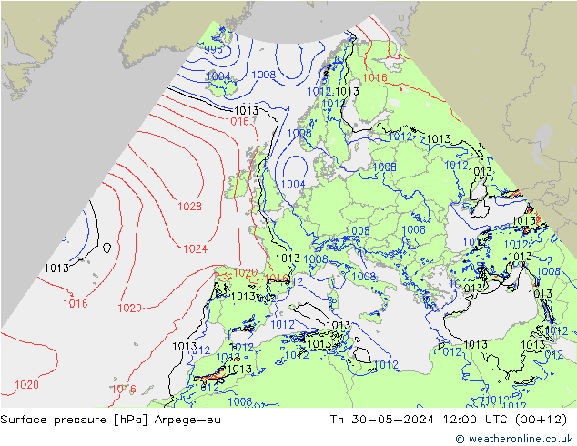 Surface pressure Arpege-eu Th 30.05.2024 12 UTC