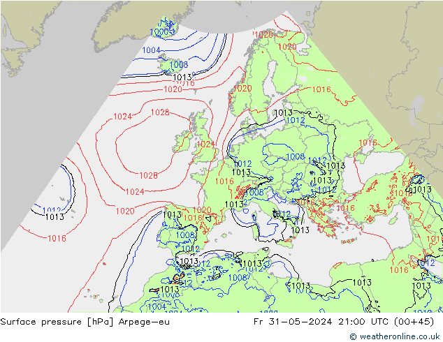 Yer basıncı Arpege-eu Cu 31.05.2024 21 UTC