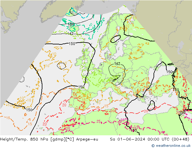 Height/Temp. 850 hPa Arpege-eu So 01.06.2024 00 UTC