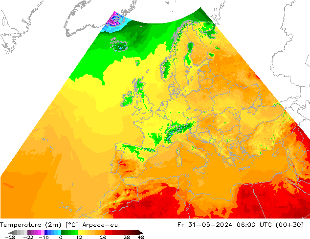 Temperature (2m) Arpege-eu Fr 31.05.2024 06 UTC