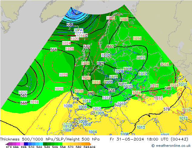 Thck 500-1000hPa Arpege-eu ven 31.05.2024 18 UTC