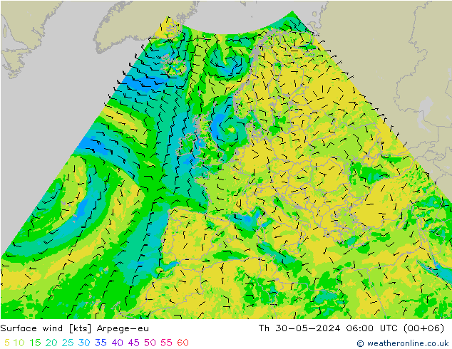 Bodenwind Arpege-eu Do 30.05.2024 06 UTC