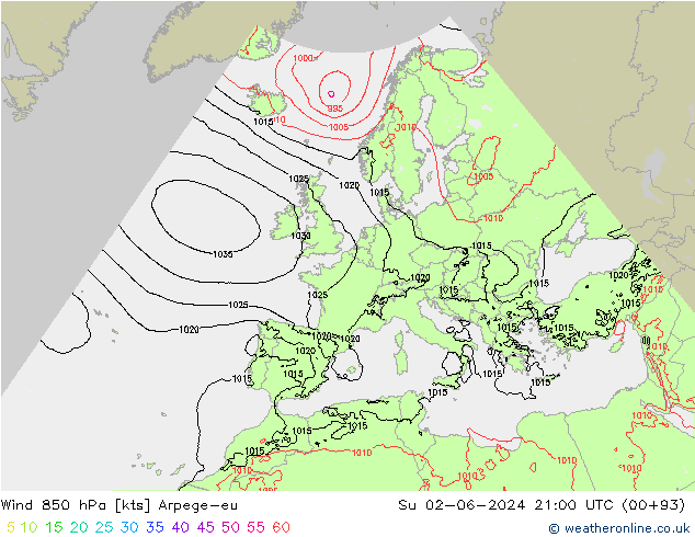 Wind 850 hPa Arpege-eu Su 02.06.2024 21 UTC