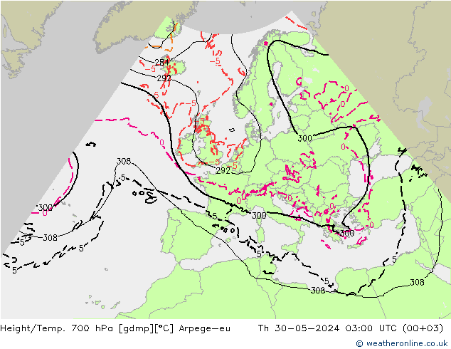 Géop./Temp. 700 hPa Arpege-eu jeu 30.05.2024 03 UTC