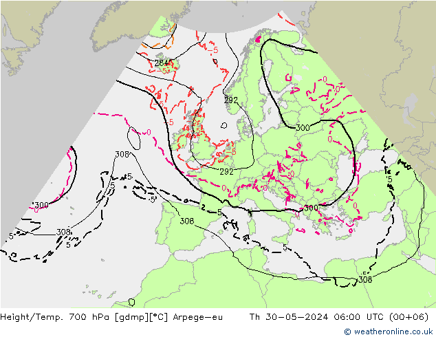 Yükseklik/Sıc. 700 hPa Arpege-eu Per 30.05.2024 06 UTC