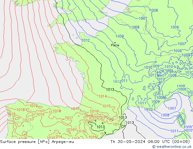 pressão do solo Arpege-eu Qui 30.05.2024 06 UTC