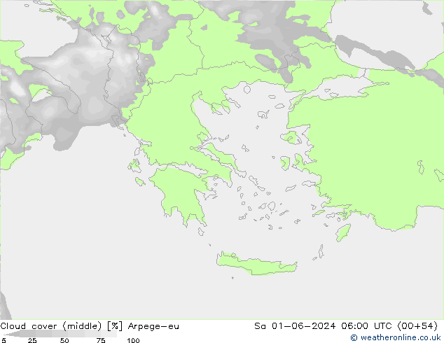 oblačnosti uprostřed Arpege-eu So 01.06.2024 06 UTC