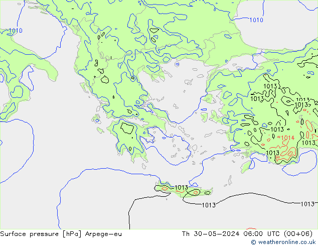 приземное давление Arpege-eu чт 30.05.2024 06 UTC