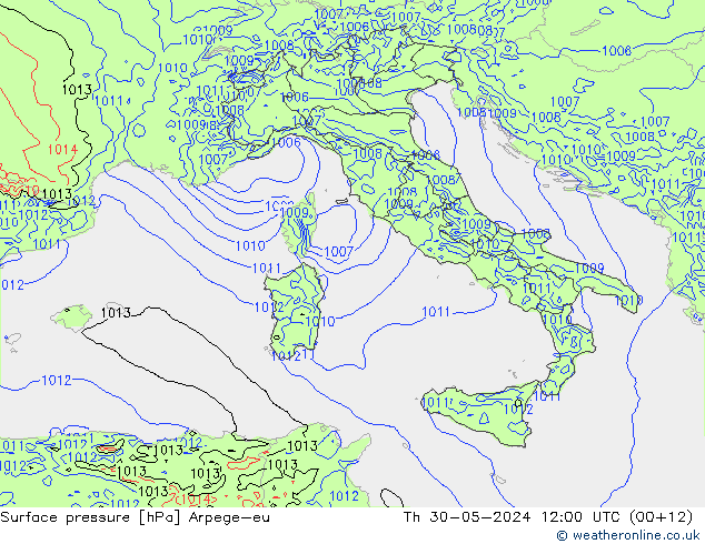 Presión superficial Arpege-eu jue 30.05.2024 12 UTC