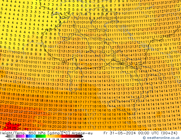 Height/Temp. 850 hPa Arpege-eu Fr 31.05.2024 00 UTC