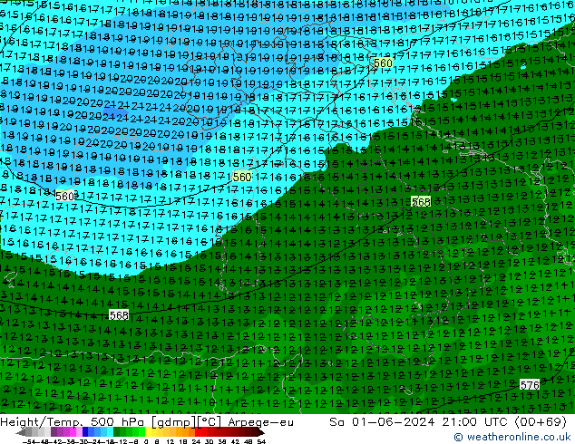 Geop./Temp. 500 hPa Arpege-eu sáb 01.06.2024 21 UTC