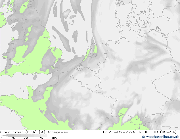 Nuages (élevé) Arpege-eu ven 31.05.2024 00 UTC