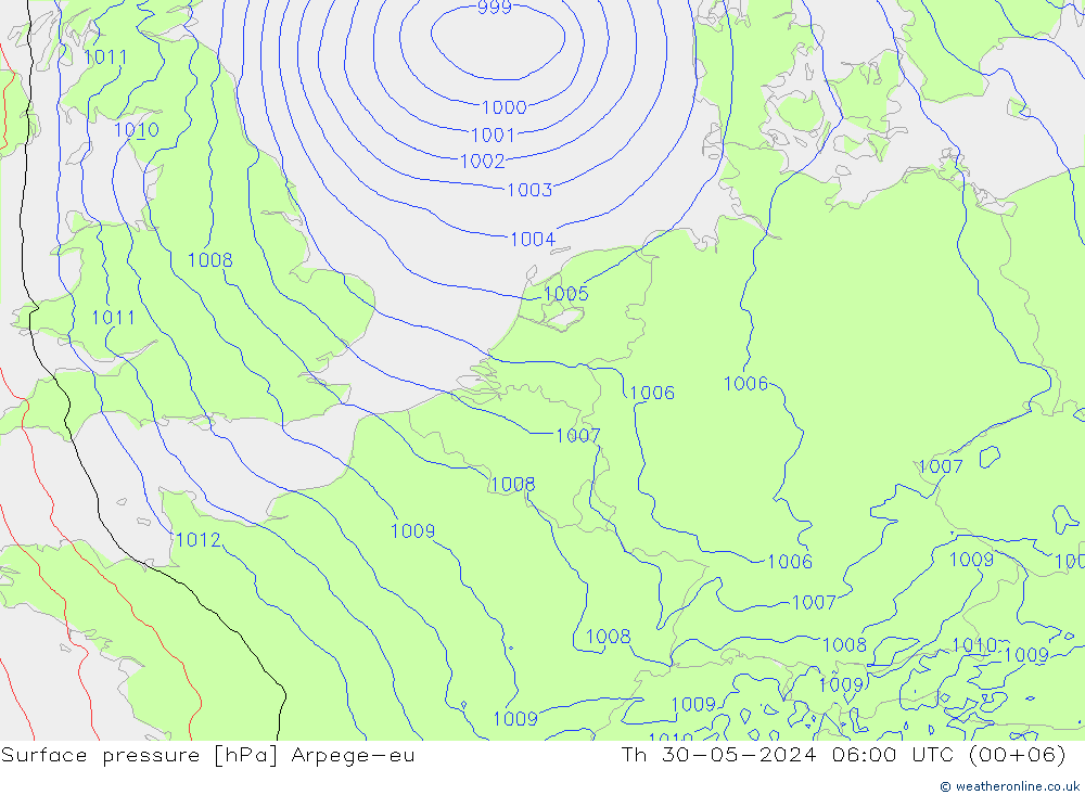 Surface pressure Arpege-eu Th 30.05.2024 06 UTC