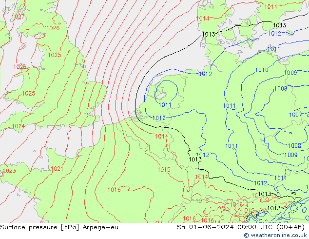 Surface pressure Arpege-eu Sa 01.06.2024 00 UTC