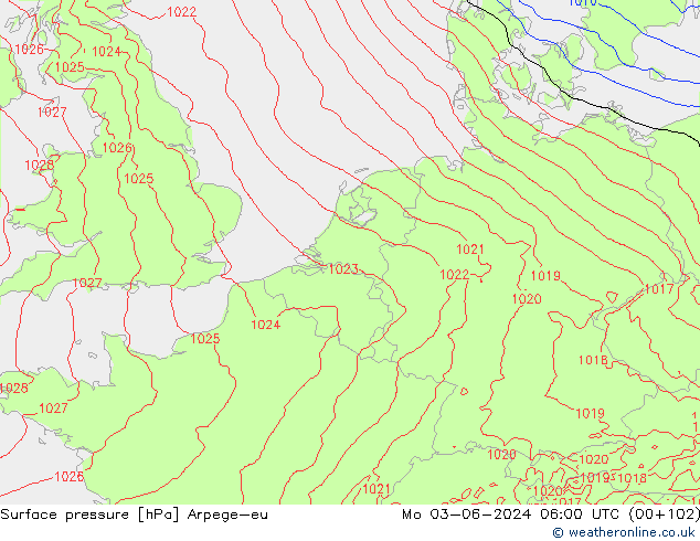 ciśnienie Arpege-eu pon. 03.06.2024 06 UTC
