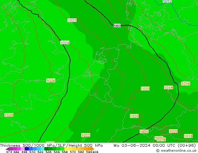 Thck 500-1000hPa Arpege-eu  03.06.2024 00 UTC