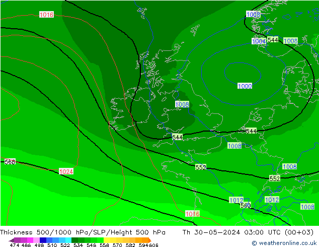 Thck 500-1000hPa Arpege-eu Th 30.05.2024 03 UTC