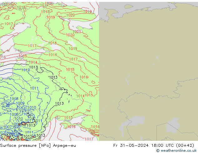 Surface pressure Arpege-eu Fr 31.05.2024 18 UTC