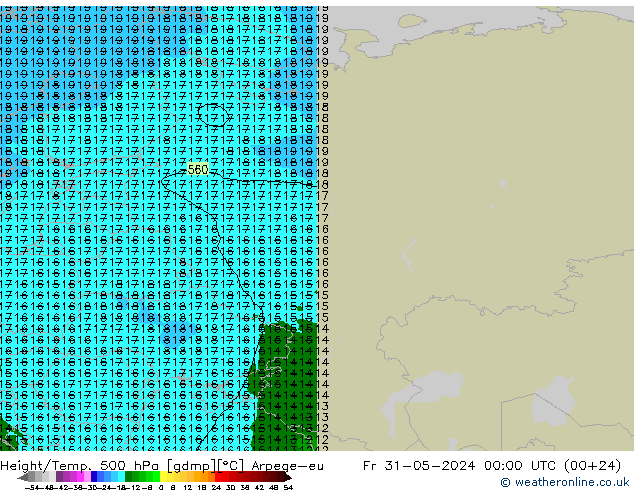 Height/Temp. 500 hPa Arpege-eu Fr 31.05.2024 00 UTC