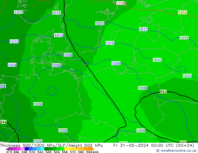 Thck 500-1000hPa Arpege-eu Fr 31.05.2024 00 UTC