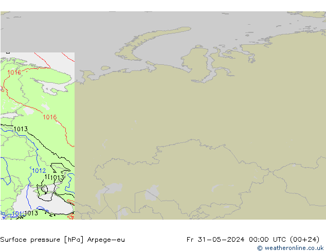 Luchtdruk (Grond) Arpege-eu vr 31.05.2024 00 UTC