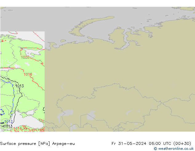 Surface pressure Arpege-eu Fr 31.05.2024 06 UTC