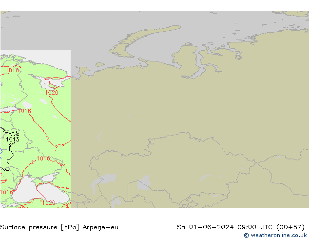 Surface pressure Arpege-eu Sa 01.06.2024 09 UTC