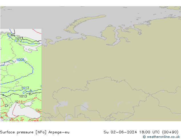 pressão do solo Arpege-eu Dom 02.06.2024 18 UTC