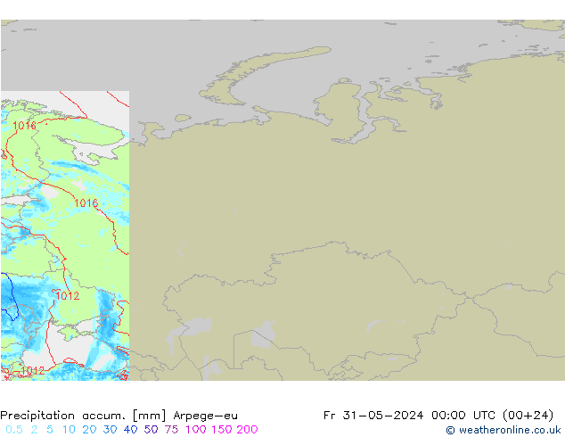 Precipitation accum. Arpege-eu пт 31.05.2024 00 UTC