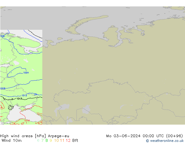 High wind areas Arpege-eu Mo 03.06.2024 00 UTC