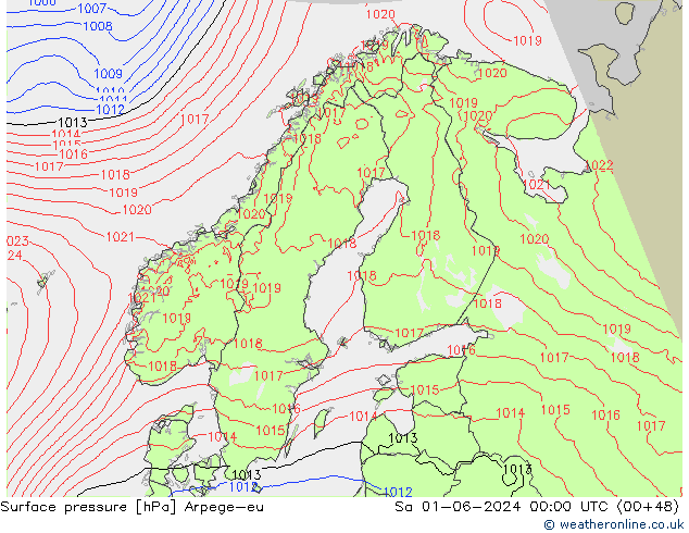 Surface pressure Arpege-eu Sa 01.06.2024 00 UTC