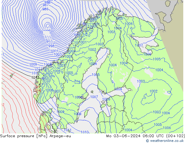 pression de l'air Arpege-eu lun 03.06.2024 06 UTC