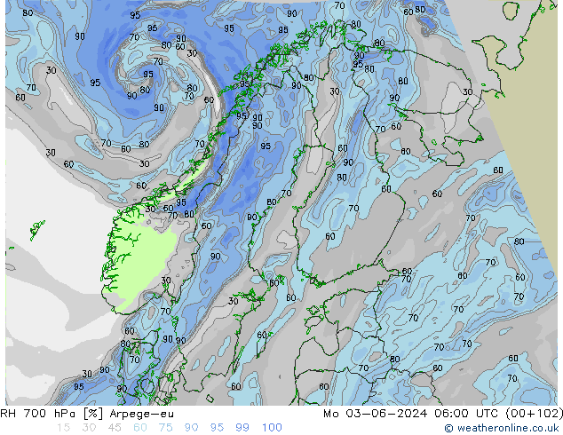 RV 700 hPa Arpege-eu ma 03.06.2024 06 UTC