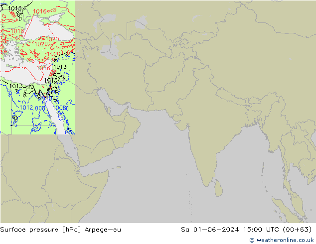 Presión superficial Arpege-eu sáb 01.06.2024 15 UTC