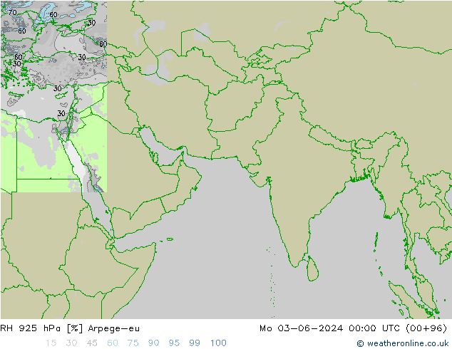 925 hPa Nispi Nem Arpege-eu Pzt 03.06.2024 00 UTC