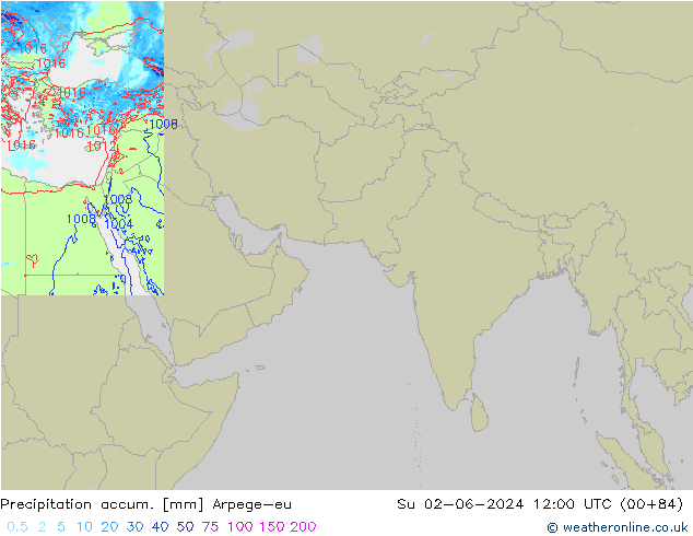 Precipitation accum. Arpege-eu 星期日 02.06.2024 12 UTC