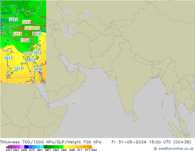 Thck 700-1000 hPa Arpege-eu Fr 31.05.2024 15 UTC